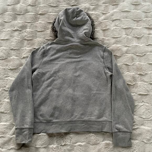 🔥Aeropostale Y2K Faux Fur Hood Sequins Spell Out Full Zip Gray Sweatshirt Sz XL - Picture 4 of 16